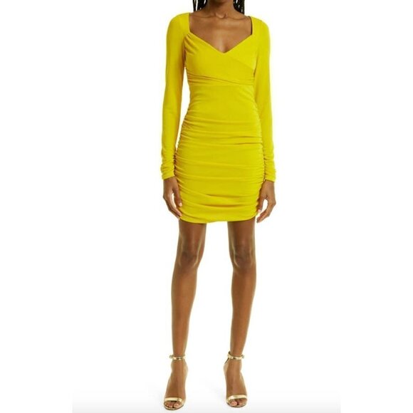 Cinq a Sept Miah Mini Bodycon Dress Pineapple Yellow Womens 4 - Picture 2 of 13